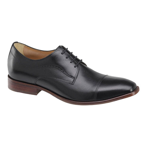 Black With Brown Sole Johnston And Murphy Men's McClain Cap Toe Dress Casual Leather Oxford