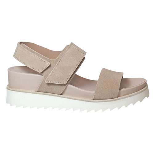 Lino Light Brown With White Sole Homers Women's 21084 Suede Triple Strap Slingback Sandal