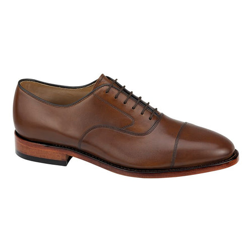 Tan With Black Sole Johnston And Murphy Men's Melton Cap Toe Leather Dress Oxford