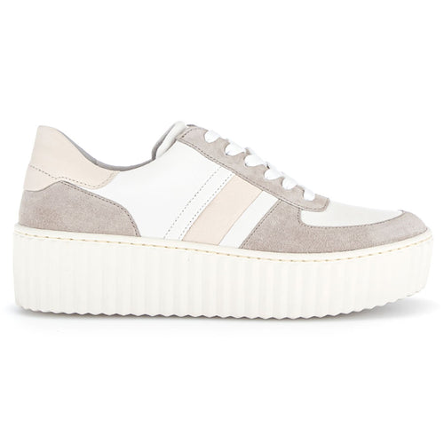 Latte Light Brown With Beige And White Gabor Women's 23203 Leather And Suede Casual Sneaker