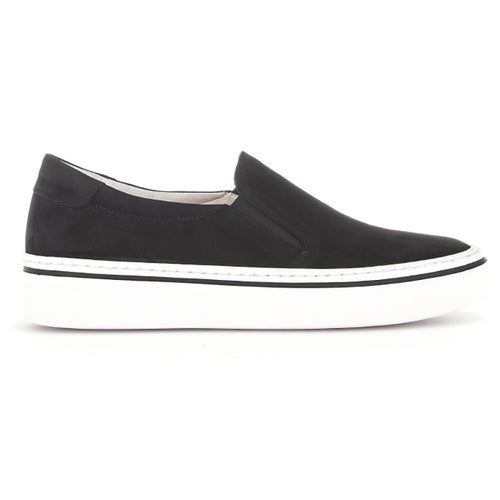 Black With White Sole Gabor Women's 23265 Nubuck Casual Slip On