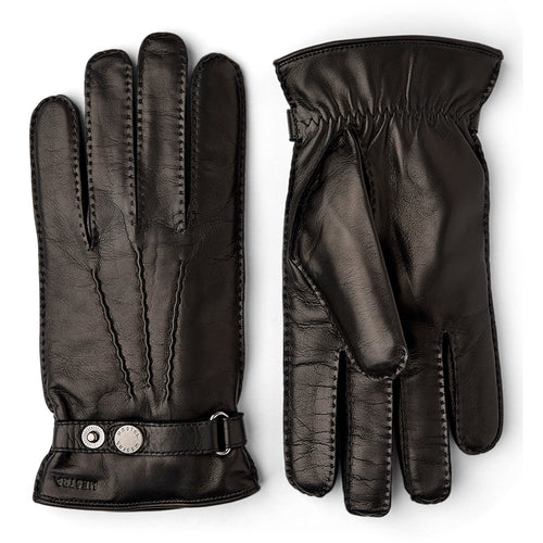 Black Hestra Men's Jake Leather Gloves Wool Lining