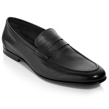 Load image into Gallery viewer, Black To Boot New York Men&#39;s Ravello Leather Dress Moccasin Profile View
