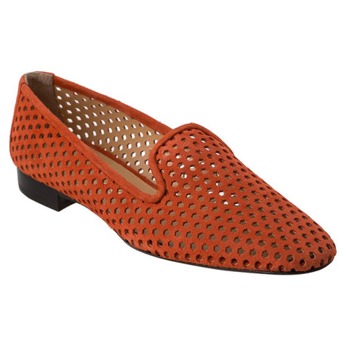 Orange Eliana Women's Penny Perforated Suede Loafer
