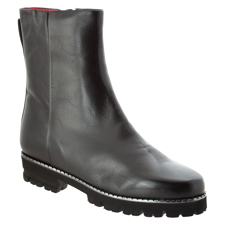 Black Pas De Rouge Women's Marta 2587 Waterproof Leather Zippered Mid Height Boot