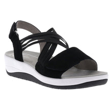Load image into Gallery viewer, Black With White And Black Sole Ara Women&#39;s Niles Strappy Suede Sports Sandal
