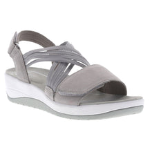 Load image into Gallery viewer, Pebble Grey With White And Grey Sole Ara Women&#39;s Niles Strappy Suede Sports Sandal Profile View
