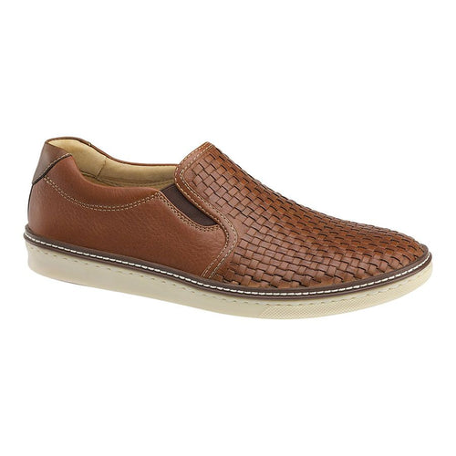 Tan With Beige Sole Johnston And Murphy Men's McGuffey Woven Slip On Leather Casual