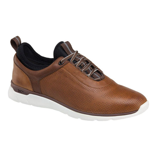 Tan And Brown With White Sole Johnston And Murphy Men's Prentiss U Throat Perforated Waterproof Leather Casual Sneaker