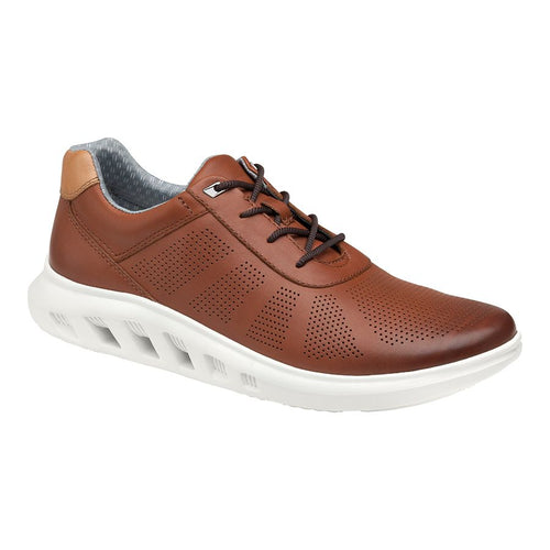 Tan With White Sole Johnston And Murphy Men's Active U Throat Perforated Leather Casual Sneaker