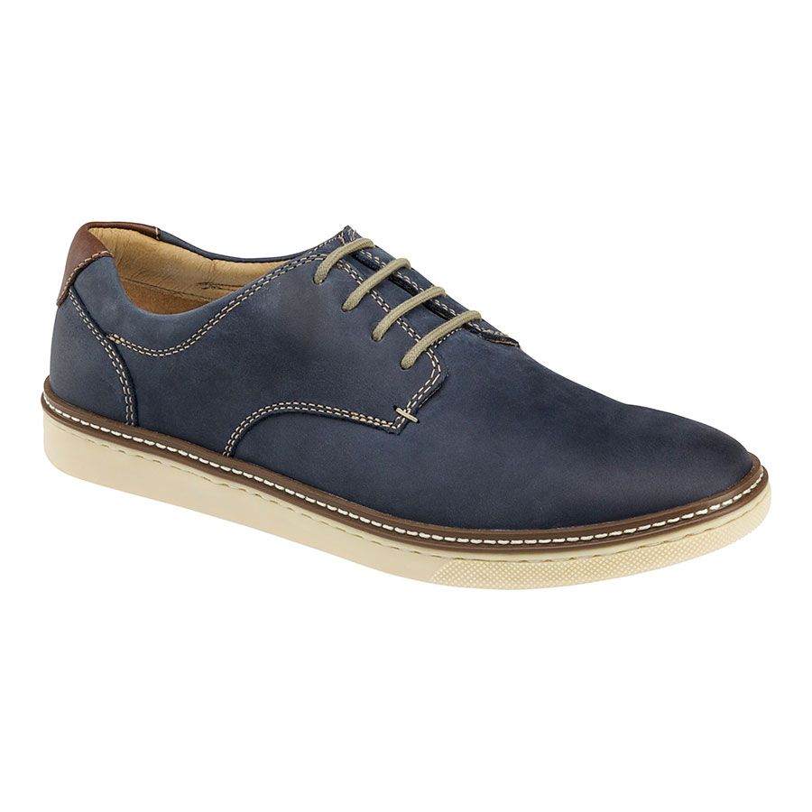 Navy With Beige Sole Johnston And Murphy Men's McGuffey Plain Toe Leather Casual Sneaker