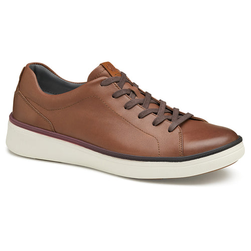 Tan With White Sole Johnston And Murphy Men's XC4 Foust Lace To Toe Waterproof Leather Casual Sneaker Profile View