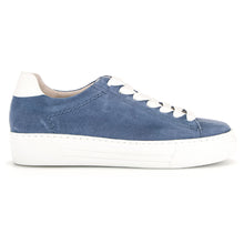 Load image into Gallery viewer, Blue And White Gabor Women&#39;s 26420 Suede And Leather Casual Sneaker Side View
