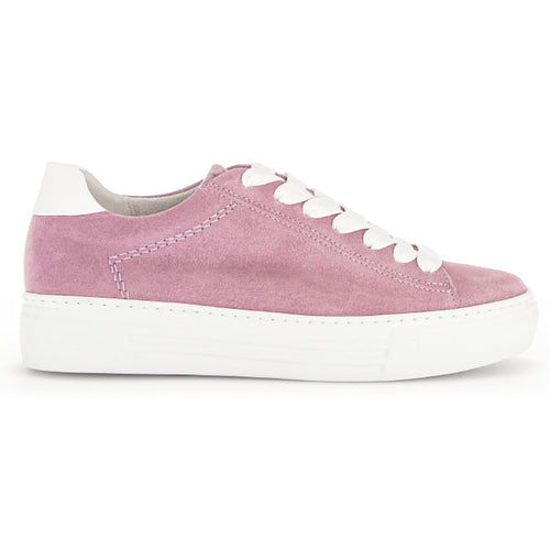 Lilac Pink And White Gabor Women's 26420 Suede And Leather Casual Sneaker