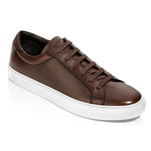 Cognac Brown With White Sole To Boot New York Men's Sierra Leather Casual Sneaker Profile View