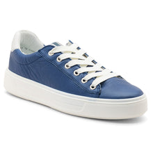 Load image into Gallery viewer, Blue and White Ara Women&#39;s Camden Leather Casual Sneaker Profile View
