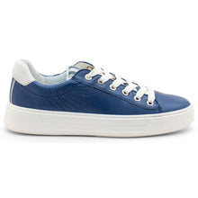 Load image into Gallery viewer, Blue and White Ara Women&#39;s Camden Leather Casual Sneaker Side View
