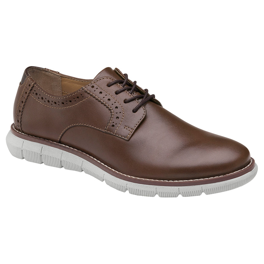 Mahogany Brown With Light Grey Sole Johnston And Murphy Boy's Holden Plain Toe Leather Casual Oxford