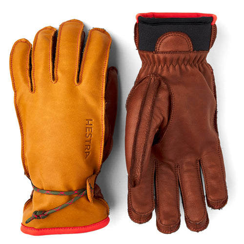 Orange And Brown With Red Hestra Men's Wakayama Leather Gloves Terry Wool Lining