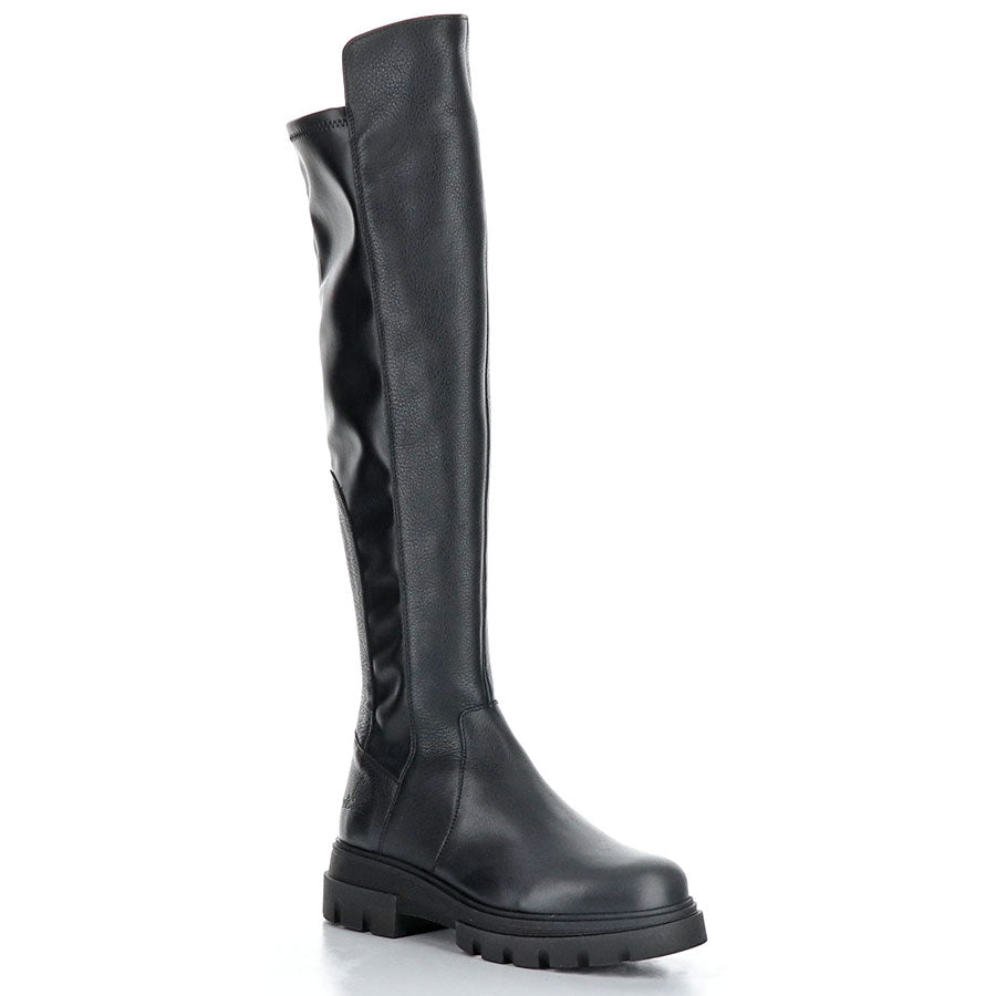 Black Bos&Co Women's Fifth Waterproof Suede And Stretch Knee High Boot Profile View