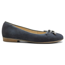 Load image into Gallery viewer, Blau Blue Ara Women&#39;s Scout Samtchevro Ballet Flat With Bow Accent Side View
