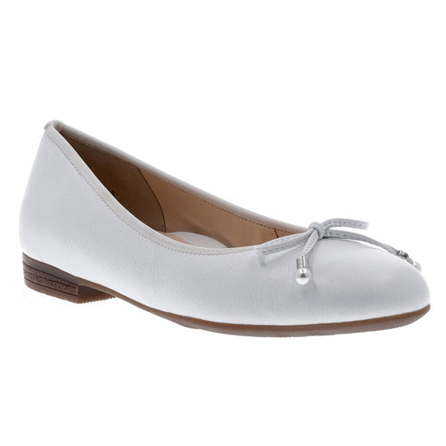 White Ara Women's Scout Leather Ballet Flat With Bow Accent Profile View