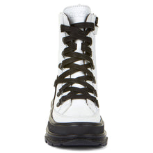 Load image into Gallery viewer, White With Black Froddo Girl&#39;s Leoni Combat Boot Sizes 31 to 38 Top View
