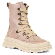 Load image into Gallery viewer, Pink With Beige Froddo Girl&#39;s Leoni Combat Boot Sizes 31 to 38 Profile View
