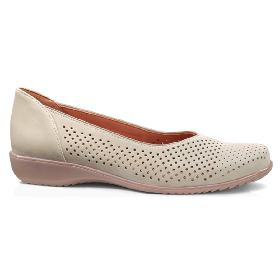 Moon Beige Ara Avril Perforated Nubuck Ballet Flat