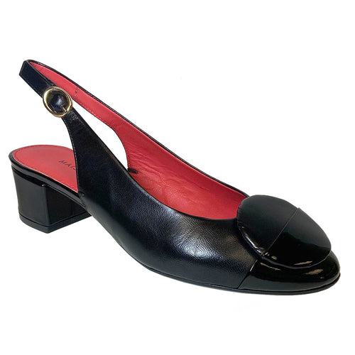 Black Pas De Rouge Women's 3376A-001 Leather Slingback Dress Pump Sandal