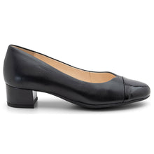 Load image into Gallery viewer, Black Ara Women&#39;s Nanette Leather With Patent Cap Toe Dress Pump Side View
