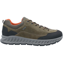 Load image into Gallery viewer, Brown And Black With Grey Sole Ara Men&#39;s Pietro Waterproof GoreTex Suede And Fabric Hiking Shoe Side View
