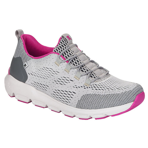 Cement Grey With White And Pink Rieker Women's 40403 Textile Athletic Sneaker