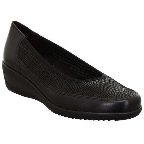 Black Ara Women's Zoelle Leather Slip On Wedge Shoe