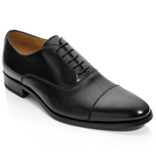 Load image into Gallery viewer, Black To Boot New York Men&#39;s Forley Leather Casual Cap Toe Oxford Profile View

