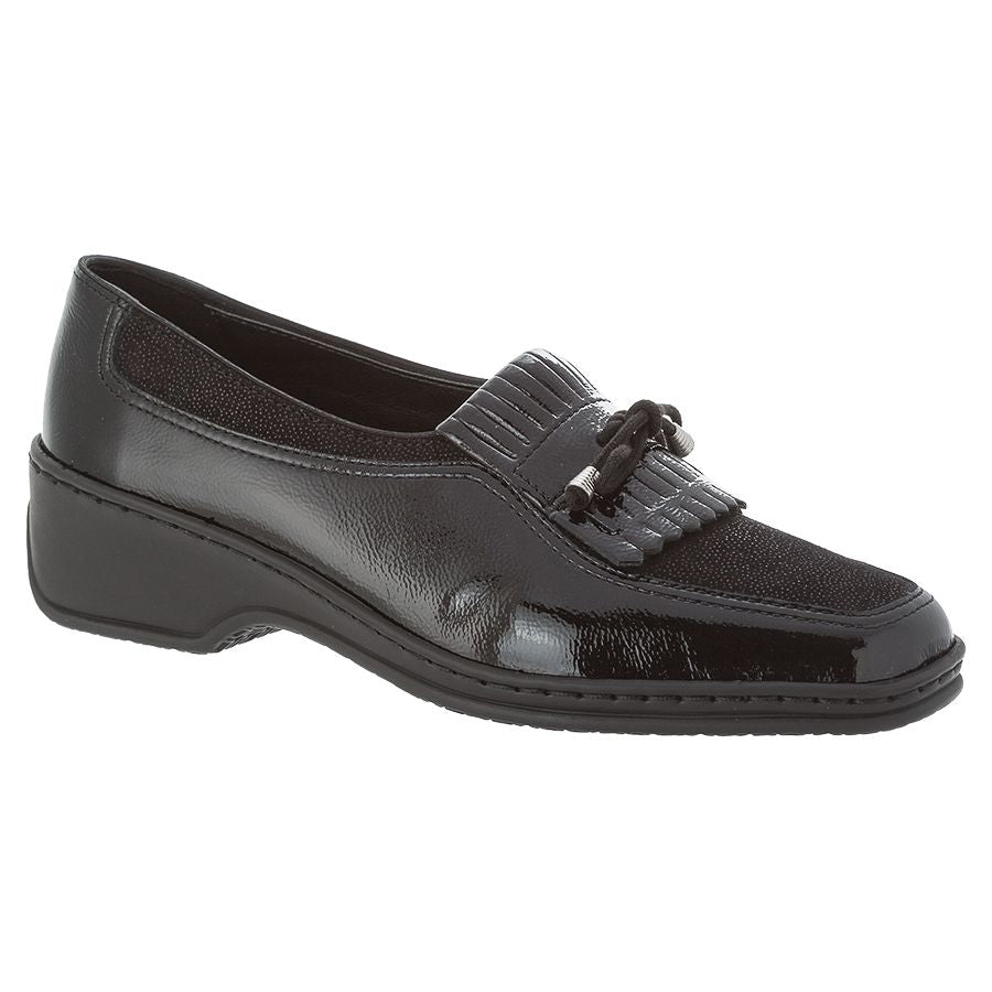 Black Ara Women's 41181 Black Crinkle Patent With Suede Loafer With Tassel