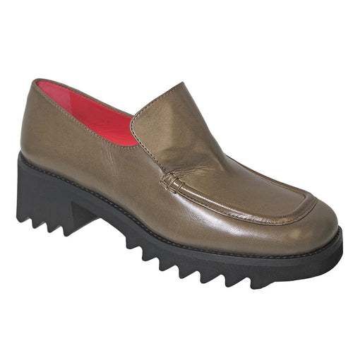 Fango Brown With Black Sole Pas De Rouge Women's 4120 Leather Dress Casual Platform Loafer