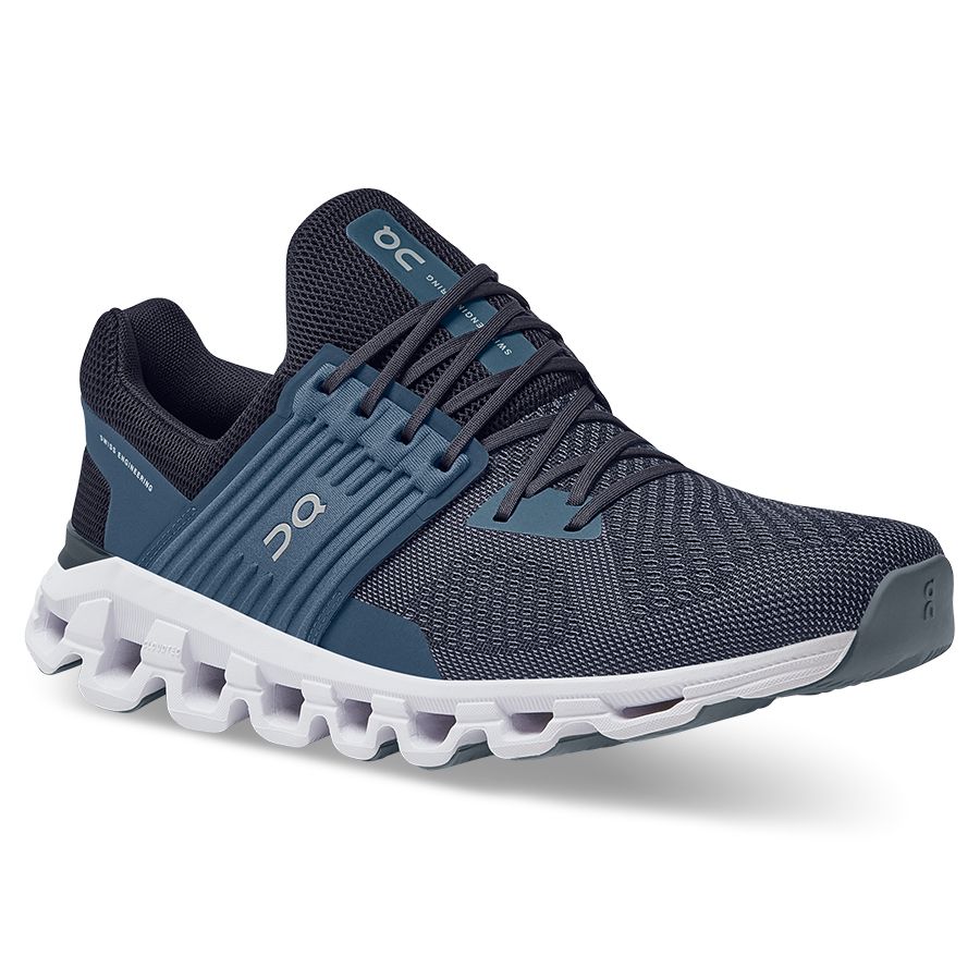 Denin Midnight Blue And Grey With White And Black ON Women's Cloudswift Mesh Athletic Sneaker