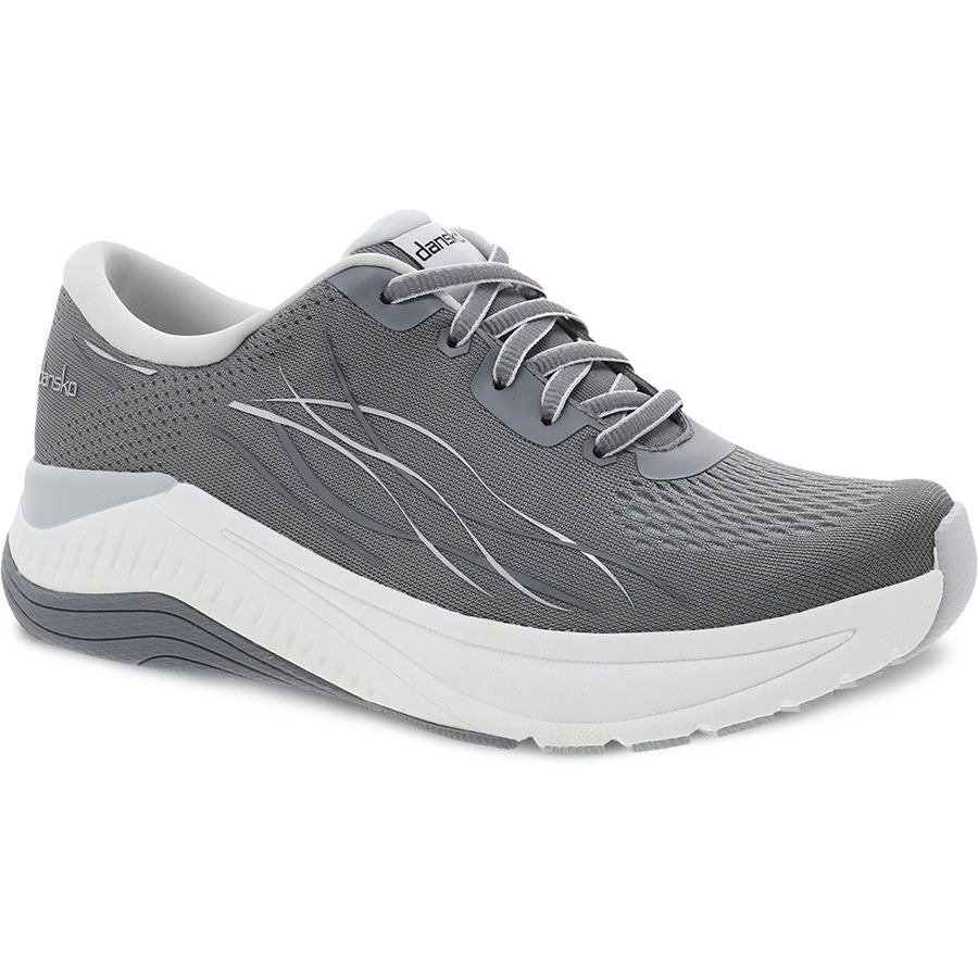 Grey With White Dansko Women's Pace Mesh And Fabric Athletic Sneaker Profile View