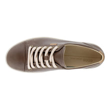 Load image into Gallery viewer, Taupe Brown With White Sole And Laces Ecco Women&#39;s Soft 7 Sneaker Nubuck With Leather Casual Sneaker Top View
