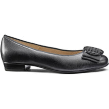 Load image into Gallery viewer, Black Ara Women&#39;s Bambi Leather Ballerina Flat With Bow Ornament Side View
