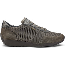 Load image into Gallery viewer, Grey Ara Women&#39;s Lila Waterproof GoreTex Wovenstretch And Suede Walking Shoe Side View
