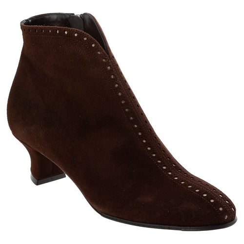 Brown Thierry Rabotin Women's Edie Suede With Small Studs Heeled Ankle Boot