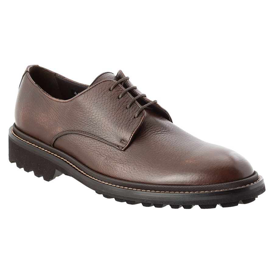 Cognac Brown With Black Sole To Boot New York Men's Brookdale Leather Plain Toe Casual Oxford