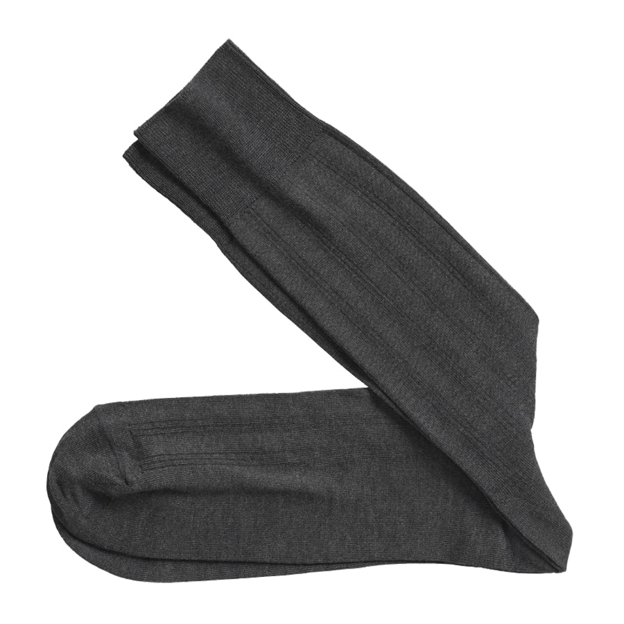 Charcoal Dark Grey Johnston And Murphy Men's Pima Cotton Ribbed Dress Socks