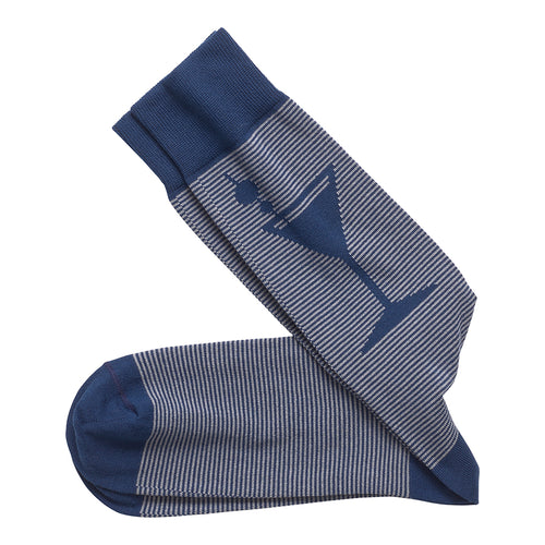 Blue And Light Blue Johnston And Murphy Men's Striped Martini Printed Socks