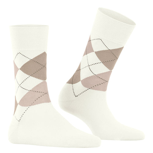 Off White And Brown Falke Women's Sensitive Argyle Patterned Socks