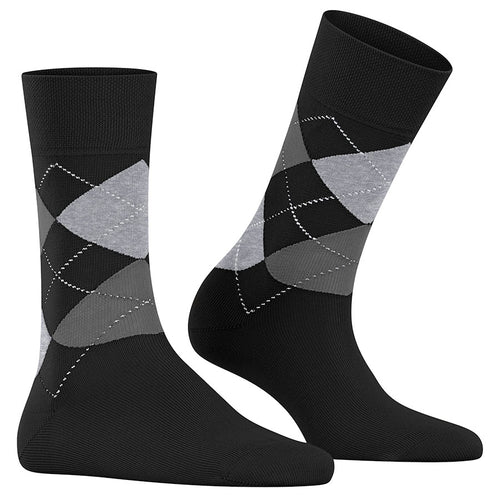Black And Grey Falke Women's Sensitive Argyle Patterned Socks