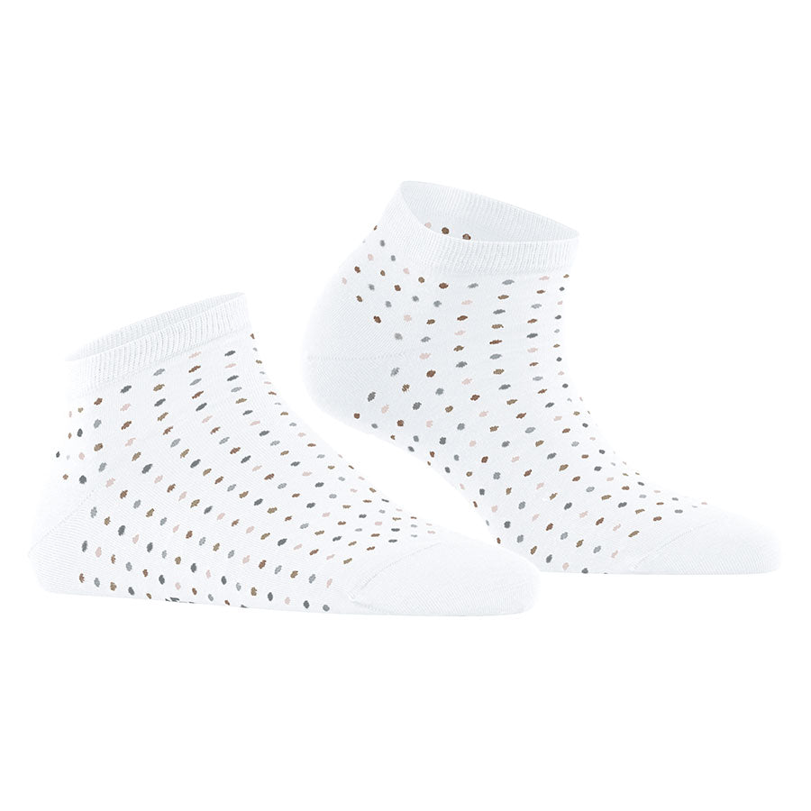 White With Multi Colored Square Dots Falke Women's Multispot Cotton Ankle Socks