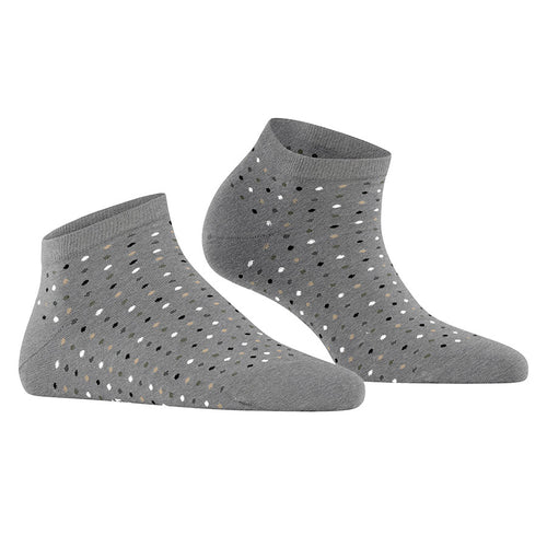 Grey With White And Black And Beige Square Dots Falke Women's Multispot Cotton Ankle Socks